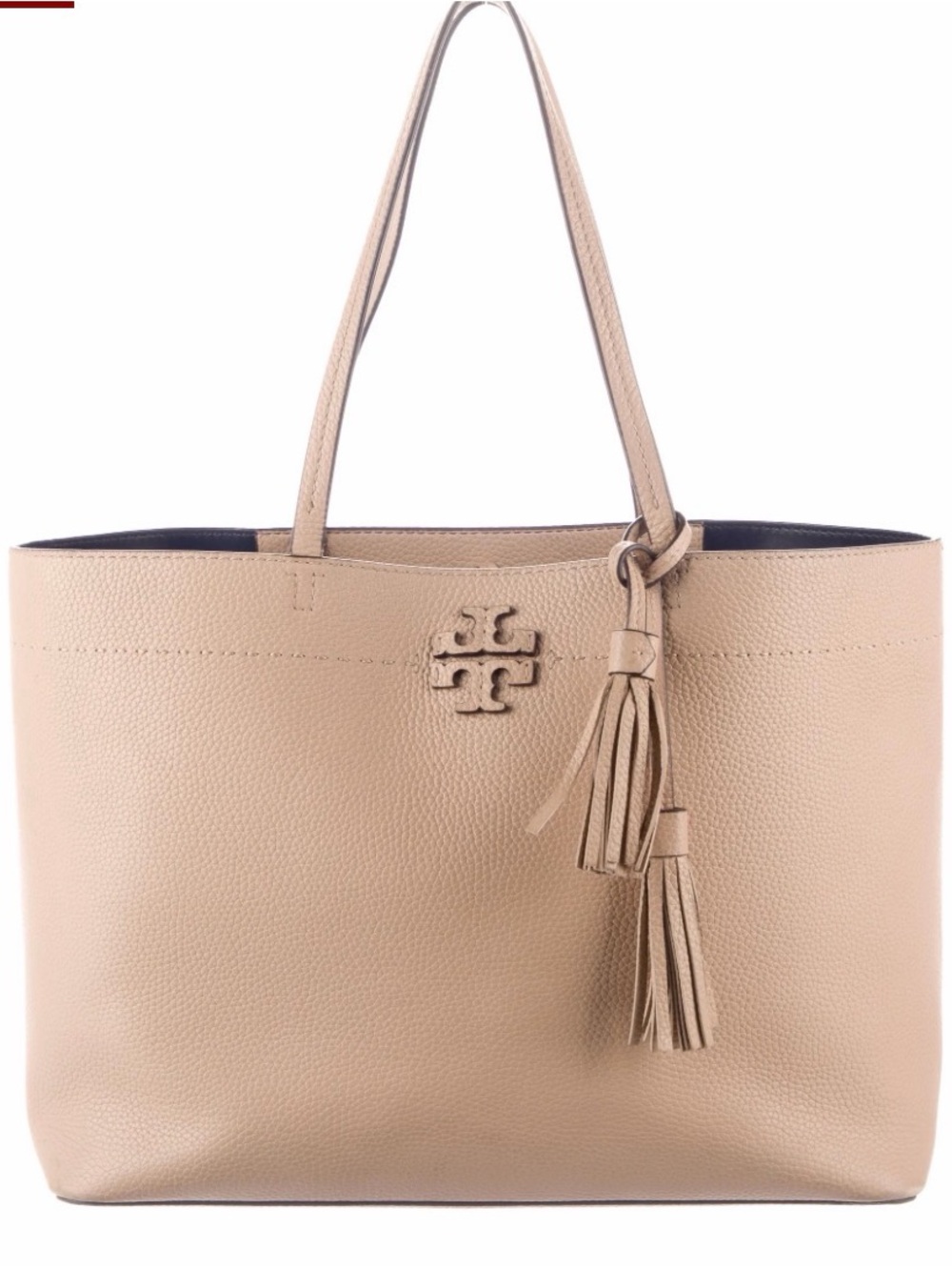 TORY BURCH MCGRAW BLUSH PEBBLED LEATHER TASSEL TOTE